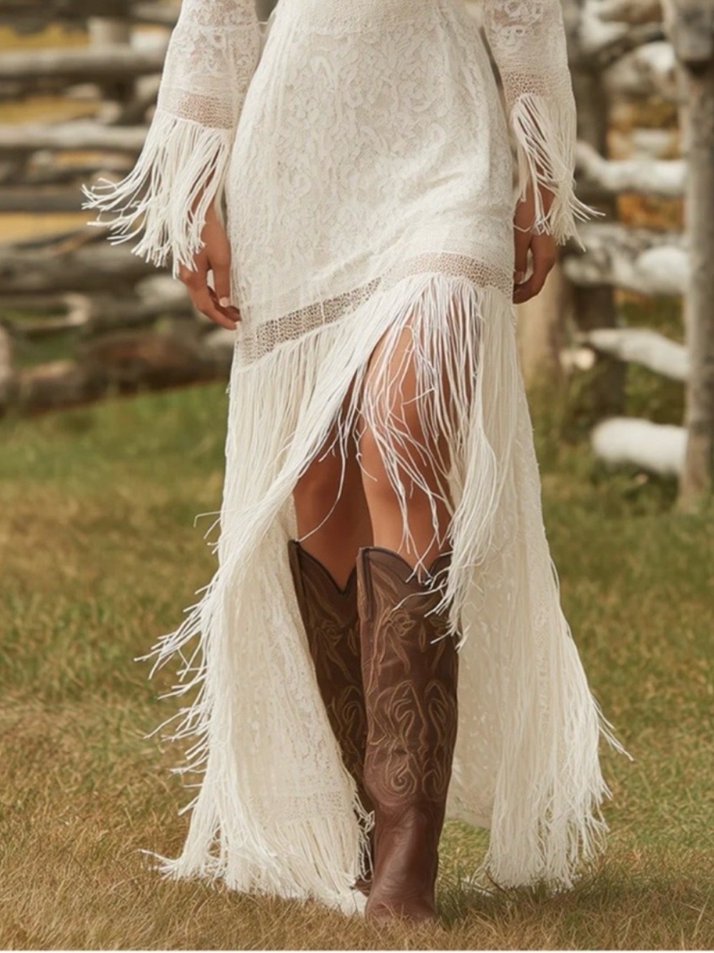 Oyrosy Ivory Lace V-Neck Maxi  Dress Size M NWT